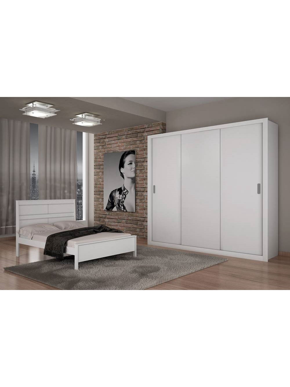 Guarda Roupa Casal Veneza 3 Portas 4 Gavetas MDF Rufato
