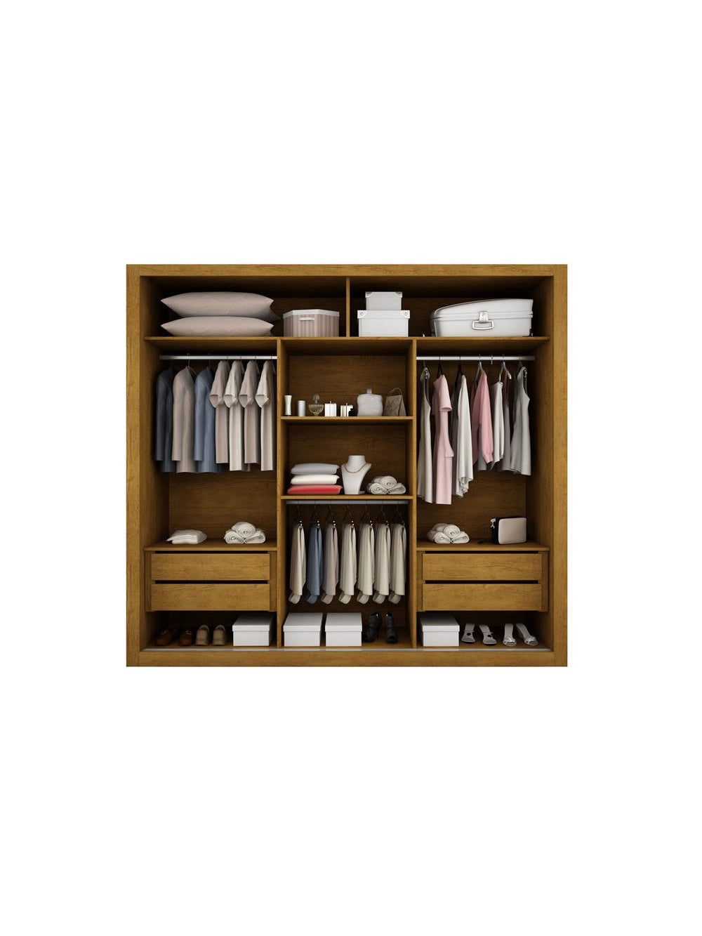 Guarda Roupa Casal Veneza 3 Portas 4 Gavetas MDF Rufato
