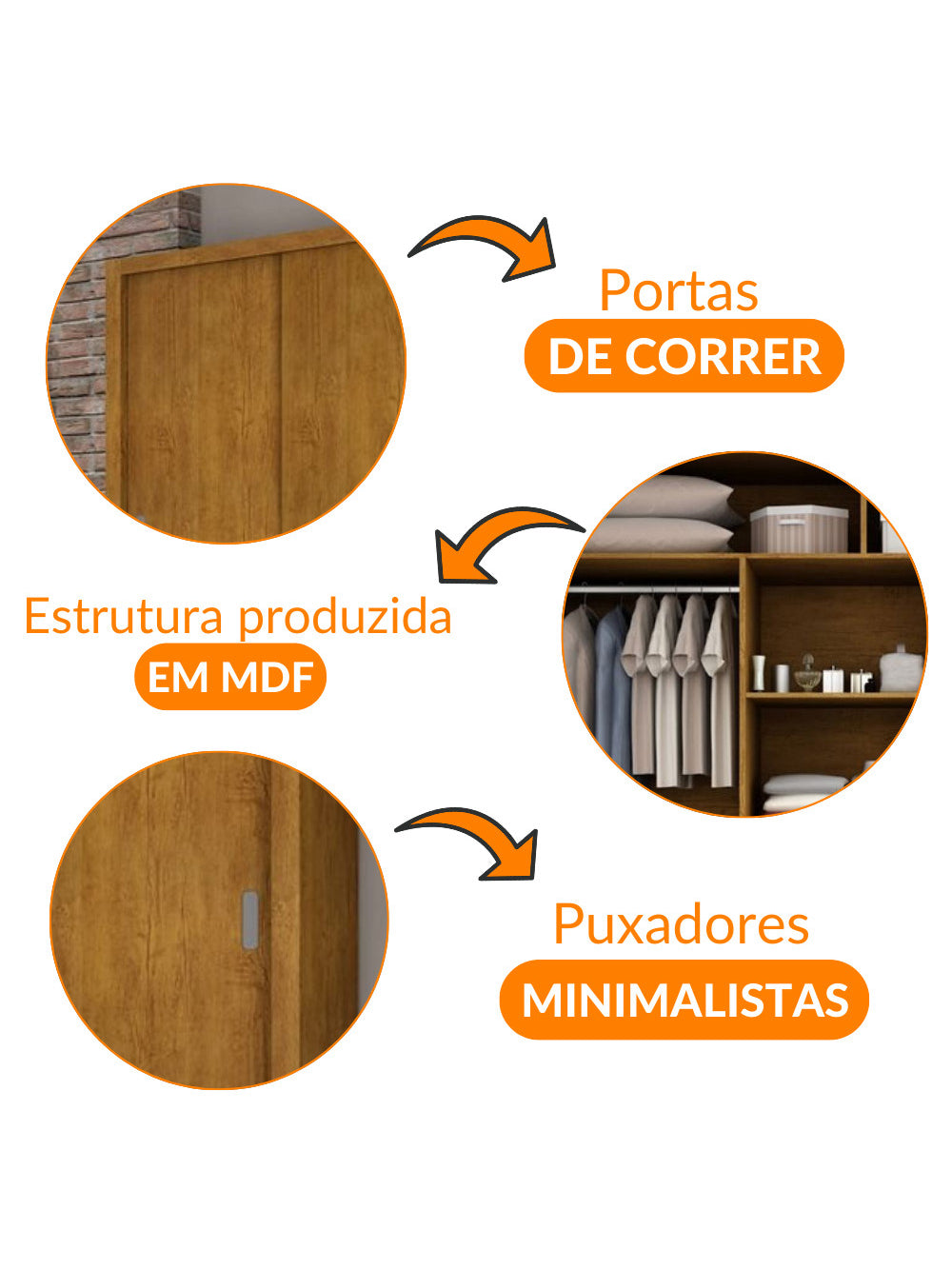 Guarda Roupa Casal Veneza 3 Portas 4 Gavetas MDF Rufato