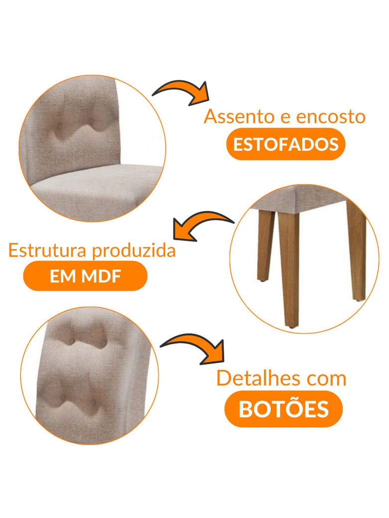 Conjunto com 2 Cadeiras Carol MDF Rufato