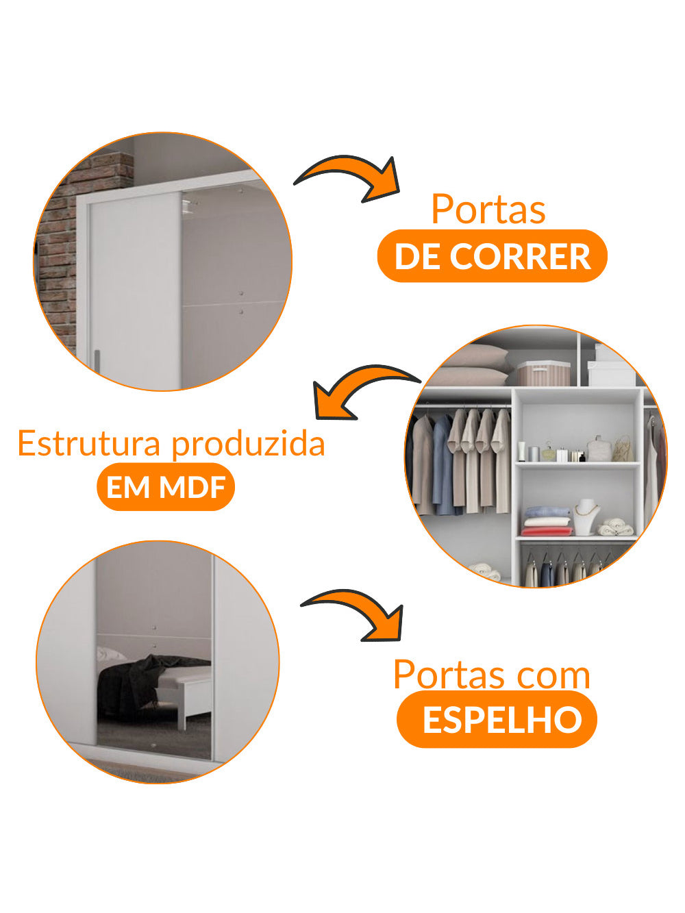 Guarda Roupa Casal Veneza Luxo com 3 Portas MDF Rufato