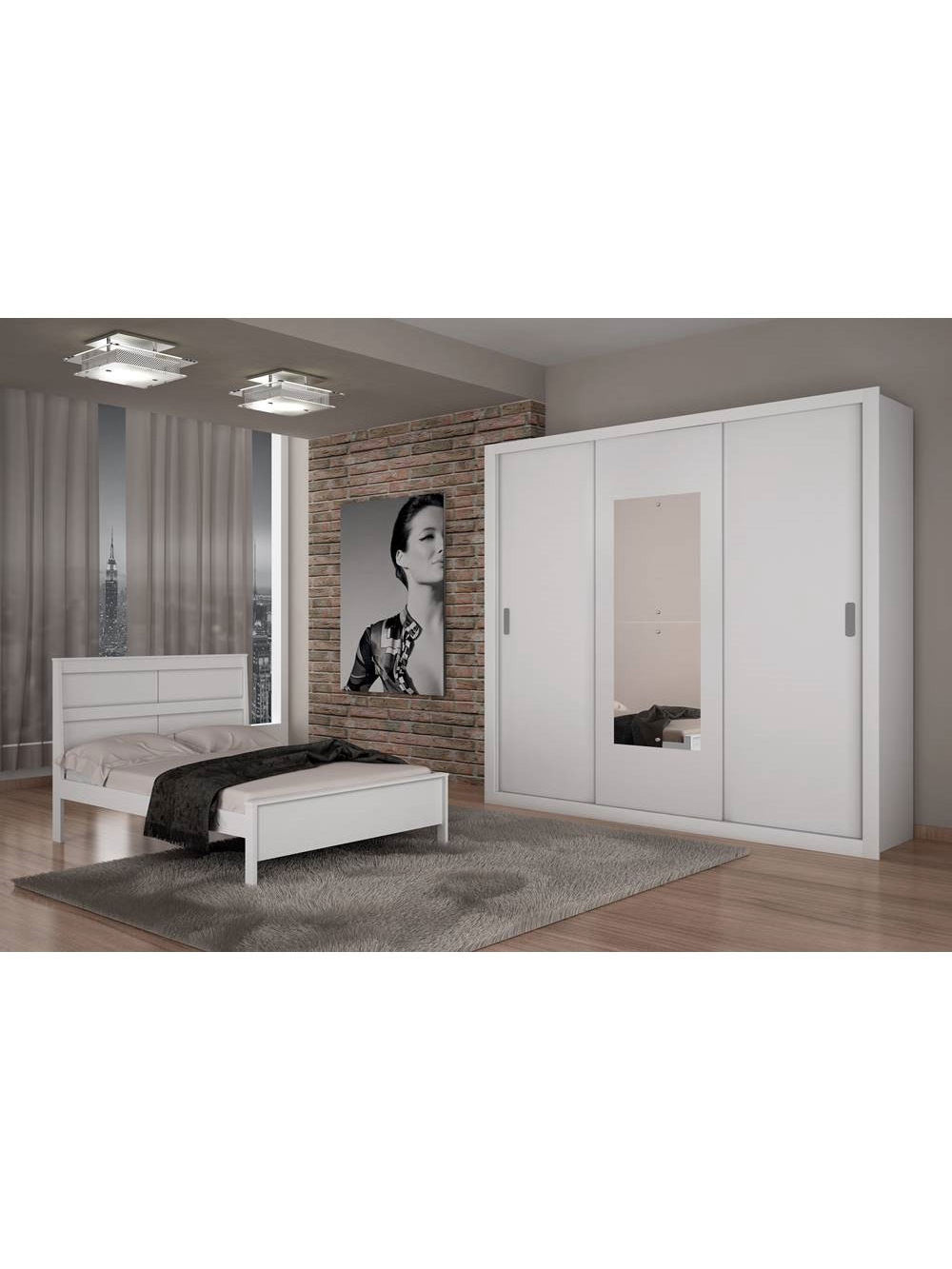 Guarda Roupa Casal 3 Portas Veneza Premium Rufato