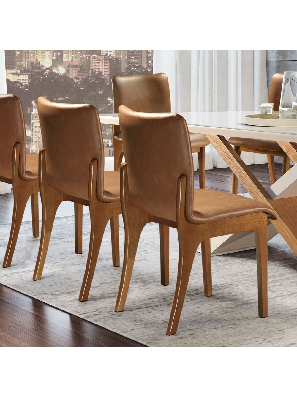 Conjunto com 2 cadeiras Bella Gold em Madeira Maciça para Sala de Jantar Mobillare
