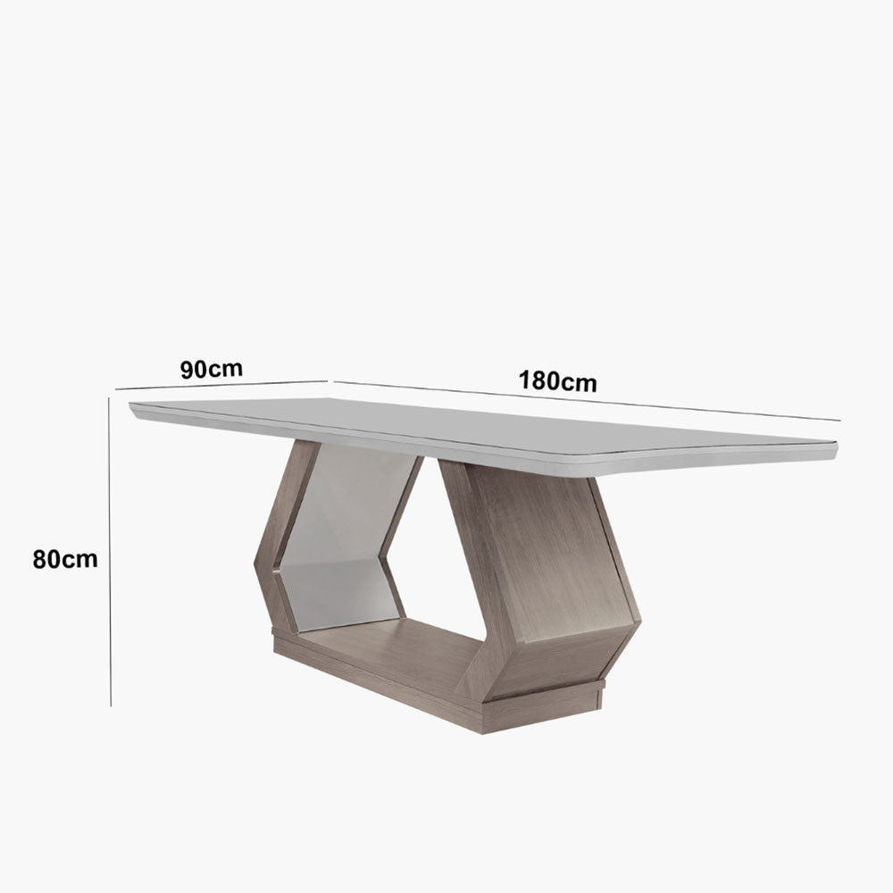 Mesa para Sala de Jantar Alvorada 180cm MDF com Vidro Canto Copo e 6 Cadeiras Liz