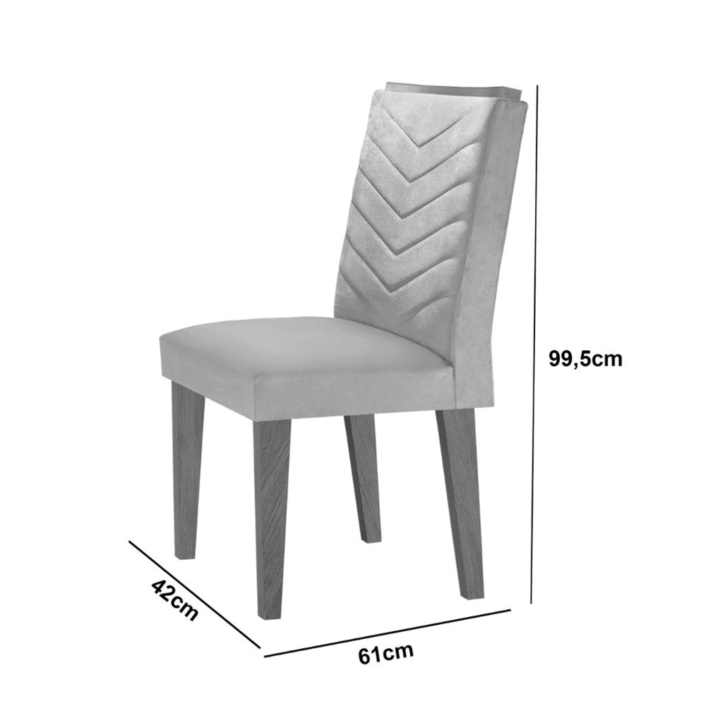 Mesa para Sala de Jantar Alvorada 180cm MDF com Vidro Canto Copo e 6 Cadeiras Liz