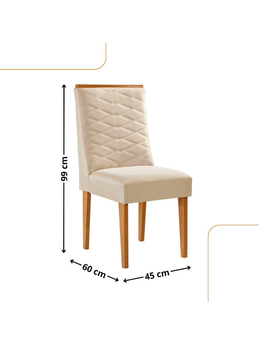 Conjunto com 2 Cadeiras MDF Eloise para Sala de Jantar Moderna Mobilia