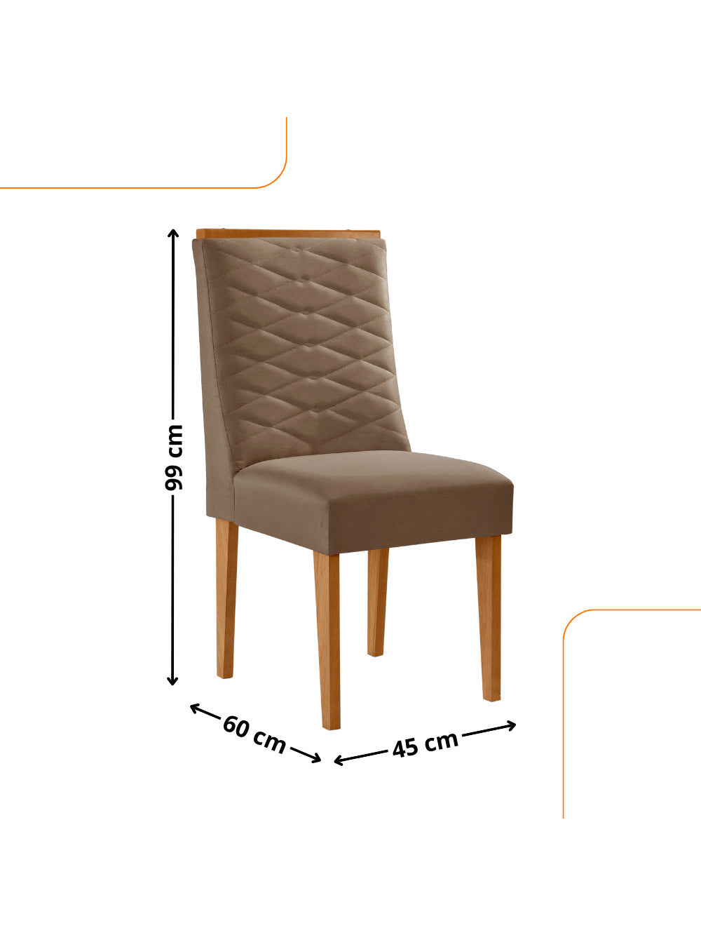 Conjunto com 2 Cadeiras MDF Eloise para Sala de Jantar Moderna Mobilia