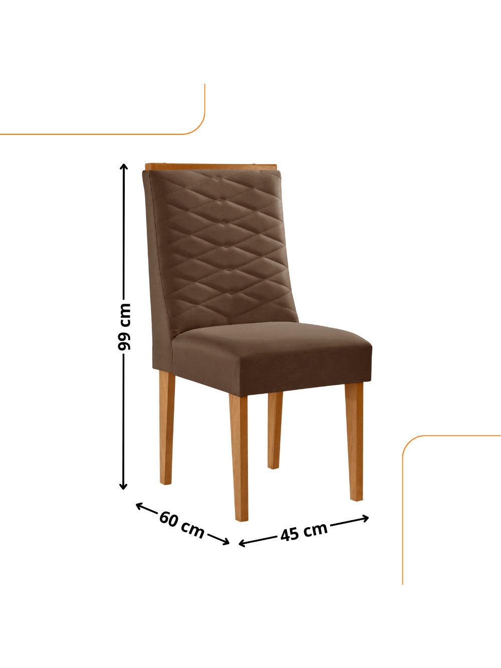 Conjunto com 2 Cadeiras MDF Eloise para Sala de Jantar Moderna Mobilia
