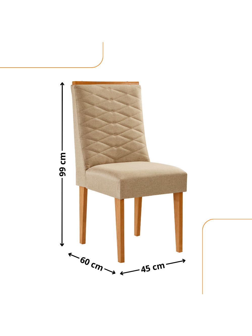 Conjunto com 2 Cadeiras MDF Eloise para Sala de Jantar Moderna Mobilia