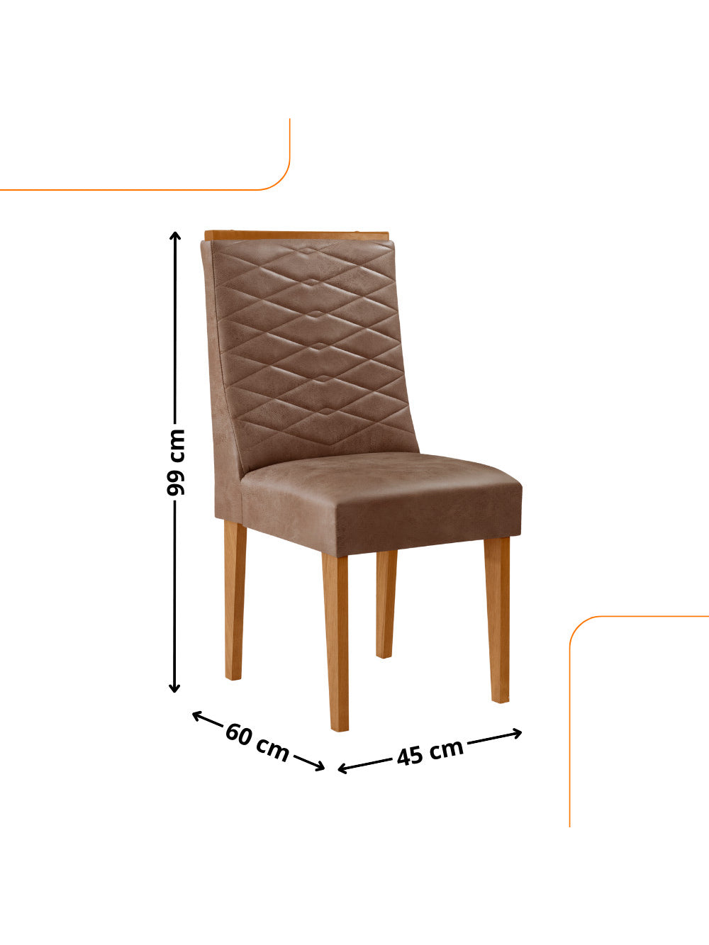 Conjunto com 2 Cadeiras MDF Eloise para Sala de Jantar Moderna Mobilia