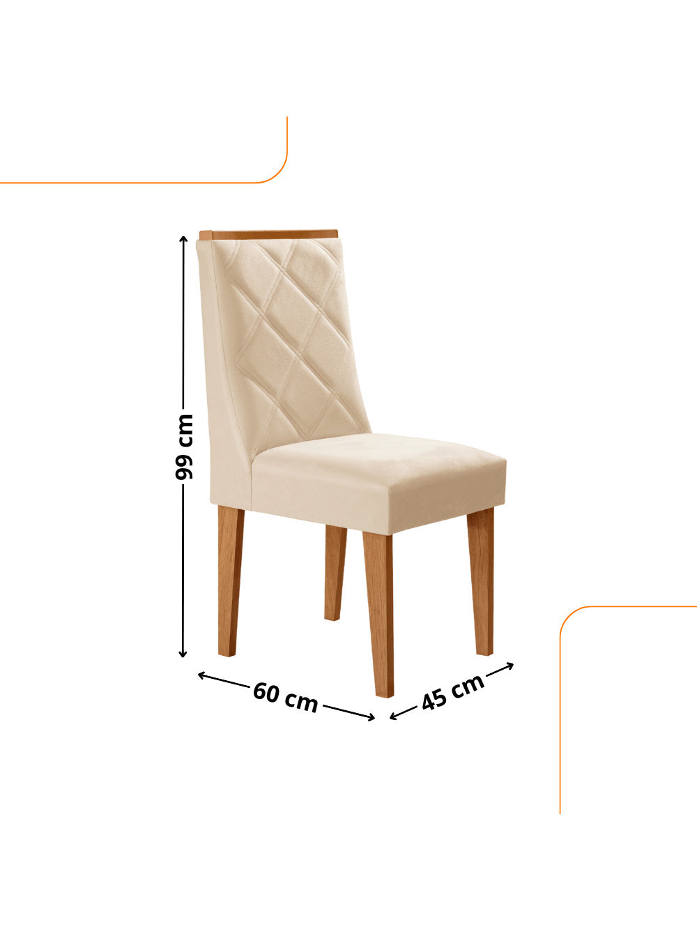 Conjunto com 2 Cadeiras MDF Isadora para Sala de Jantar Moderna Mobília