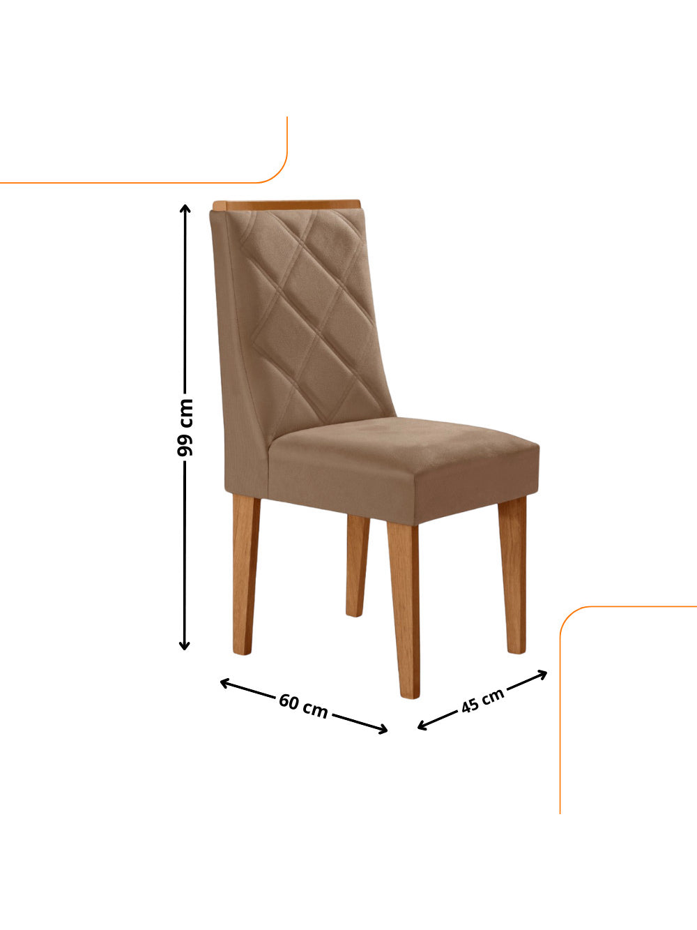 Conjunto com 2 Cadeiras MDF Isadora para Sala de Jantar Moderna Mobília