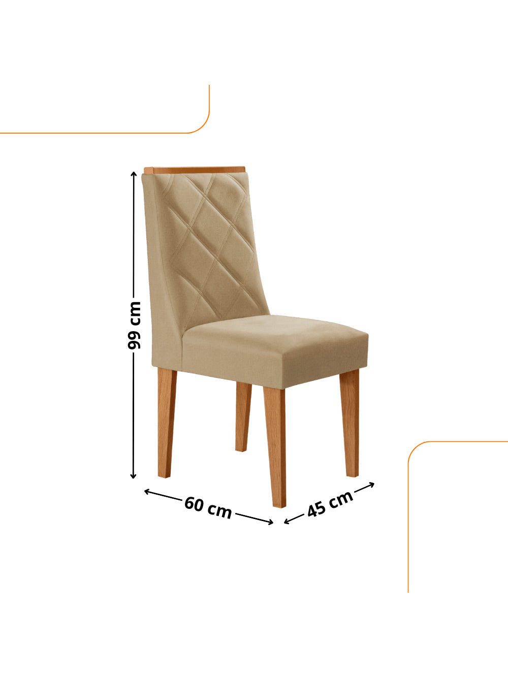 Conjunto com 2 Cadeiras MDF Isadora para Sala de Jantar Moderna Mobília