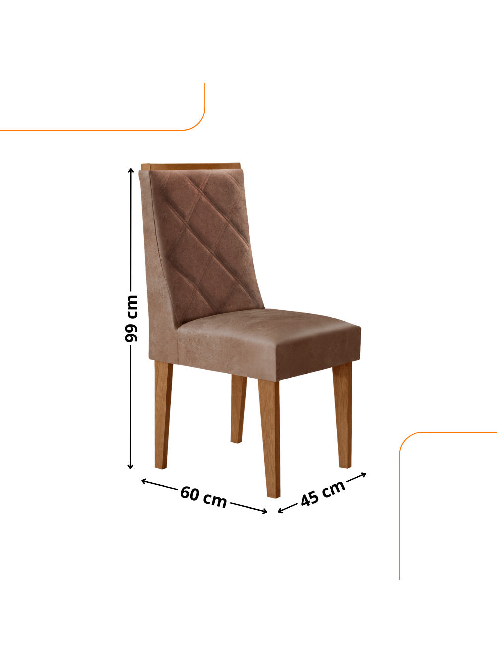 Conjunto com 2 Cadeiras MDF Isadora para Sala de Jantar Moderna Mobília