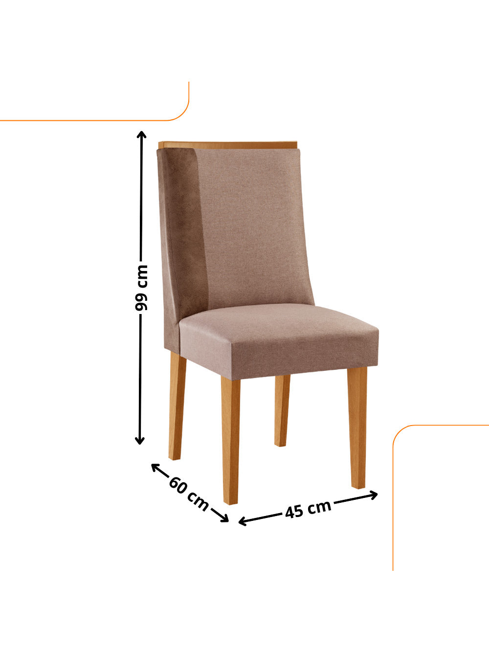 Conjunto com 2 Cadeiras MDF Diane para Sala de Jantar Moderna Mobília