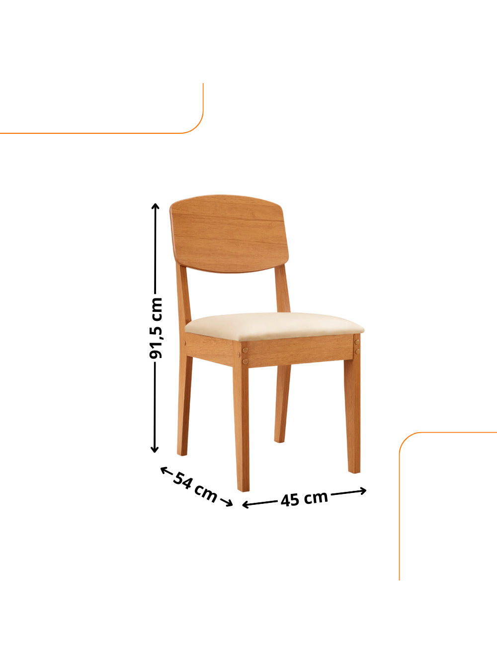 Conjunto com 2 Cadeiras MDF Copper para Sala de Jantar Moderna Mobília