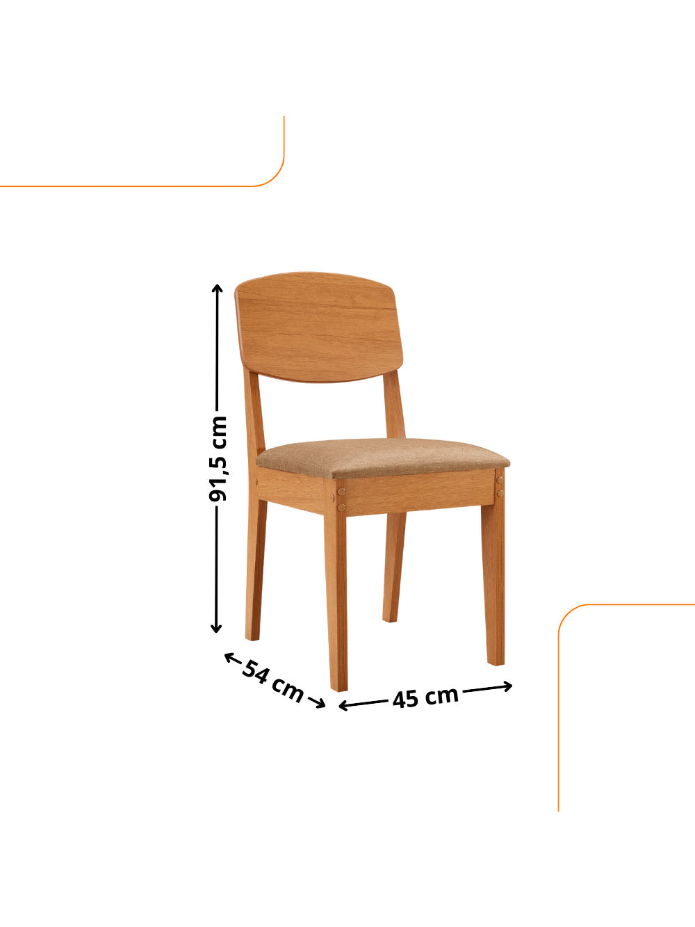 Conjunto com 2 Cadeiras MDF Copper para Sala de Jantar Moderna Mobília