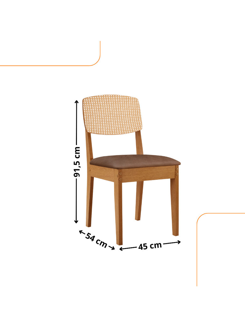 Conjunto com 2 Cadeiras MDF Copper Premium para Sala de Jantar Moderna Mobília