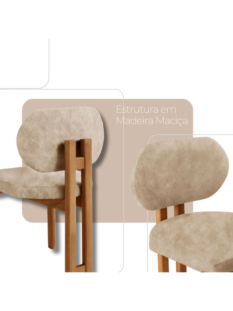 Conjunto com 2 Cadeiras Madeira Nala