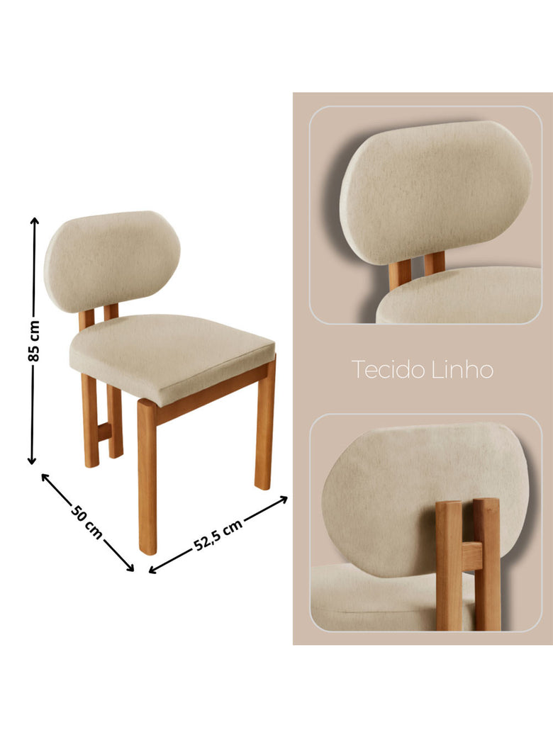 Conjunto com 2 Cadeiras Madeira Nala