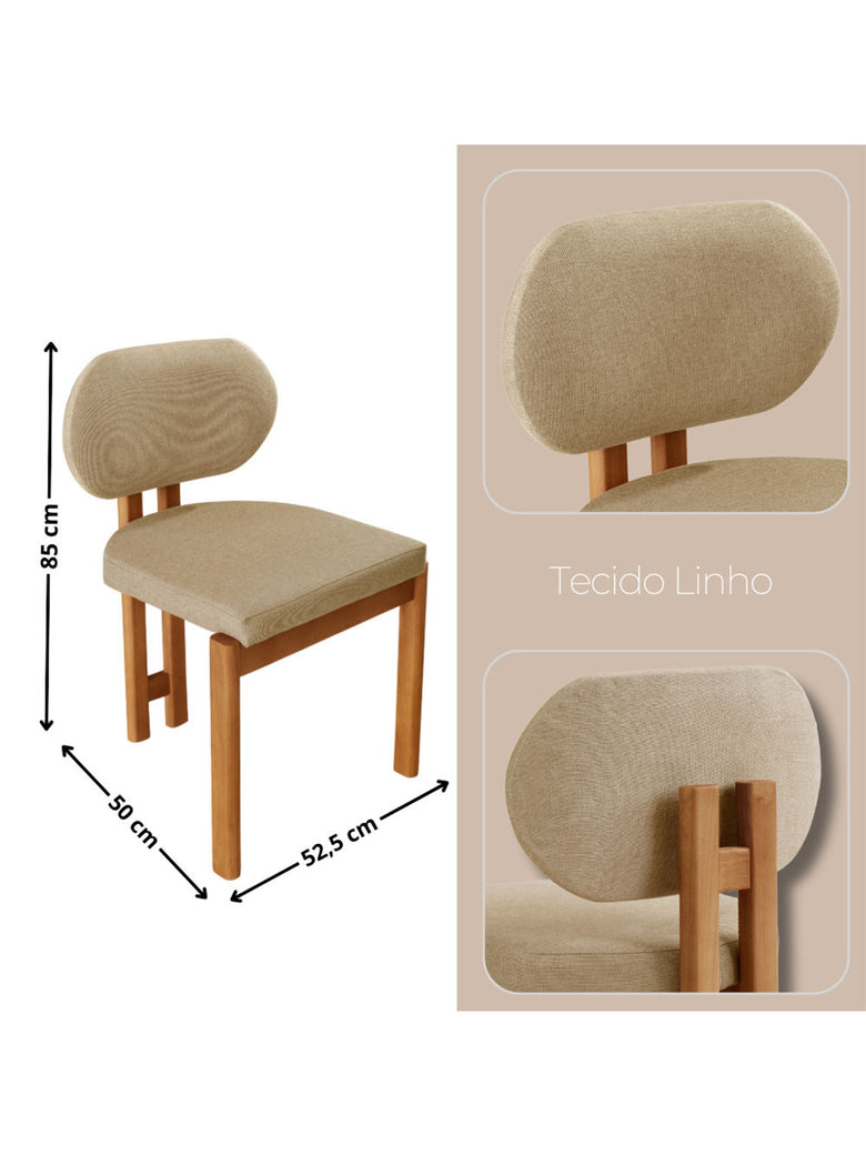 Conjunto com 2 Cadeiras Madeira Nala
