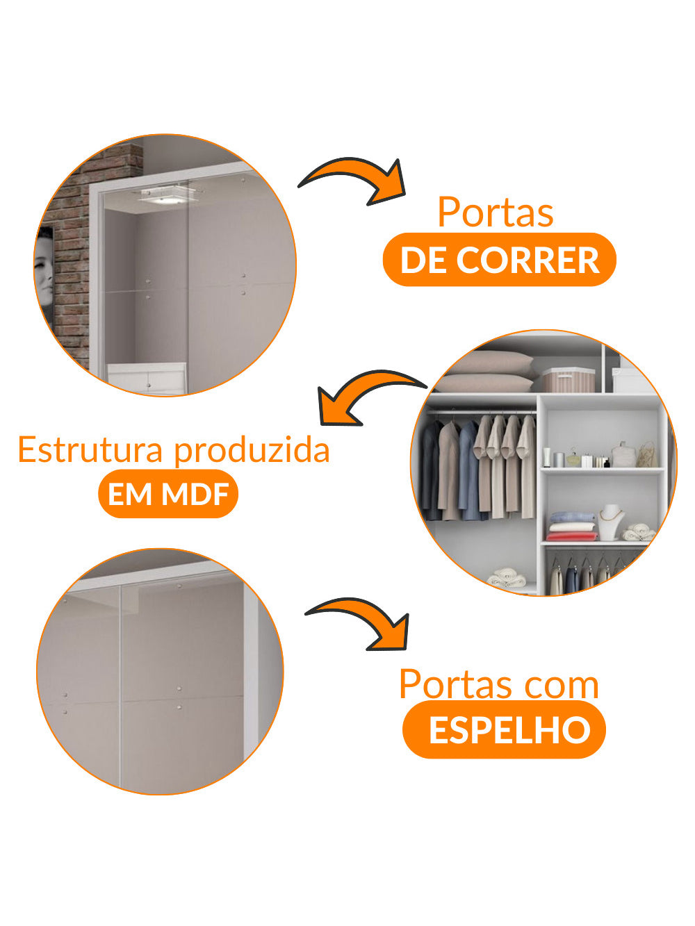 Guarda Roupa Casal Veneza Gold 3 Portas 4 Gavetas MDF e Espelho Rufato