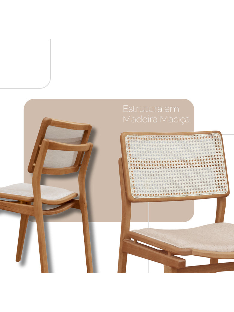 Conjunto com 2 Cadeiras Madeira Eva Premium Moderna Mobília