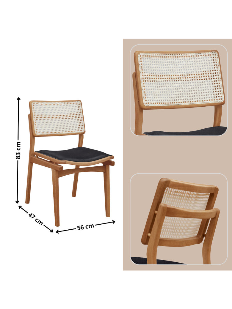 Conjunto com 2 Cadeiras Madeira Eva Premium Moderna Mobília