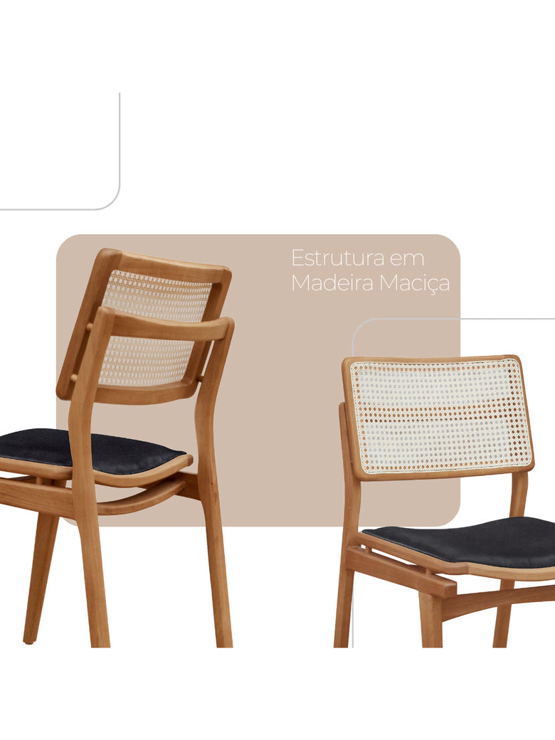 Conjunto com 2 Cadeiras Madeira Eva Premium Moderna Mobília