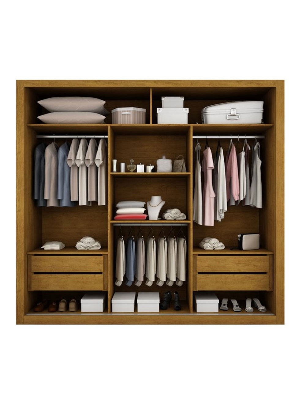 Guarda Roupa Casal Veneza Gold 3 Portas 4 Gavetas MDF e Espelho Rufato