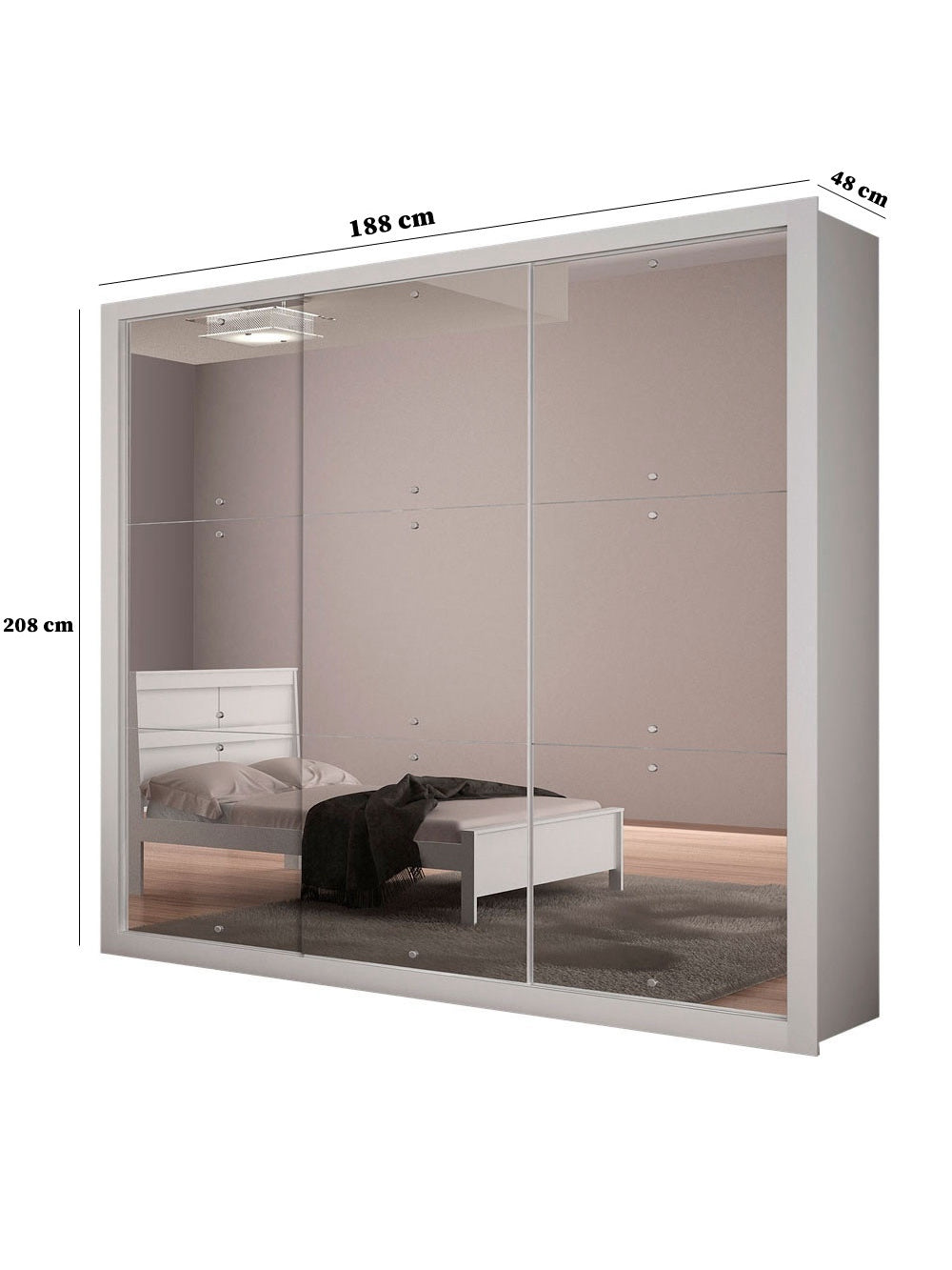 Guarda Roupa Casal Veneza Gold 3 Portas 4 Gavetas MDF e Espelho Rufato