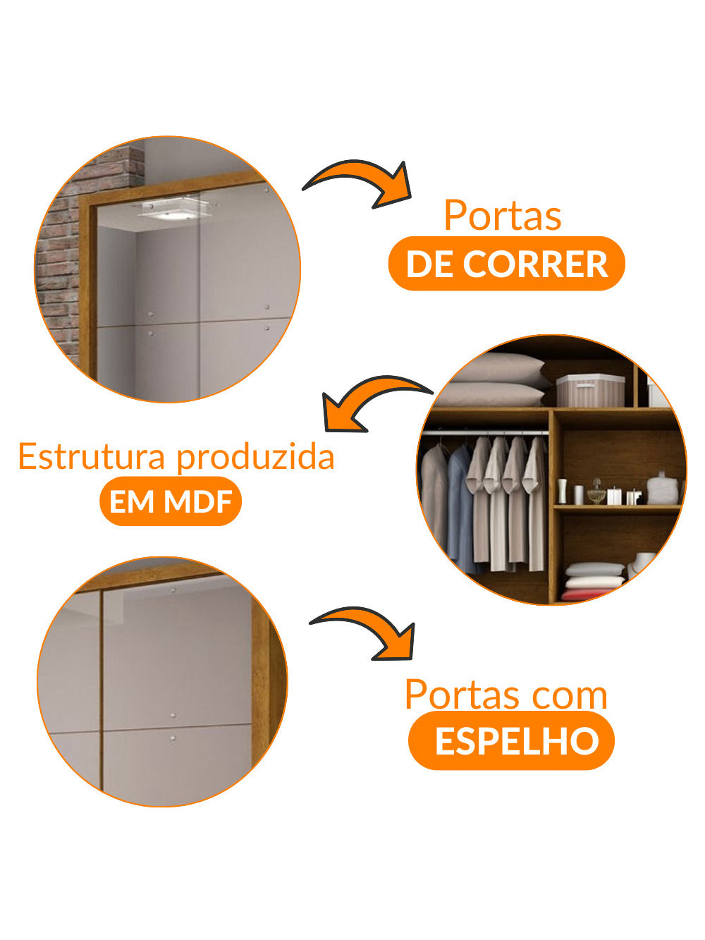 Guarda Roupa Casal Veneza Gold 3 Portas 4 Gavetas MDF e Espelho Rufato
