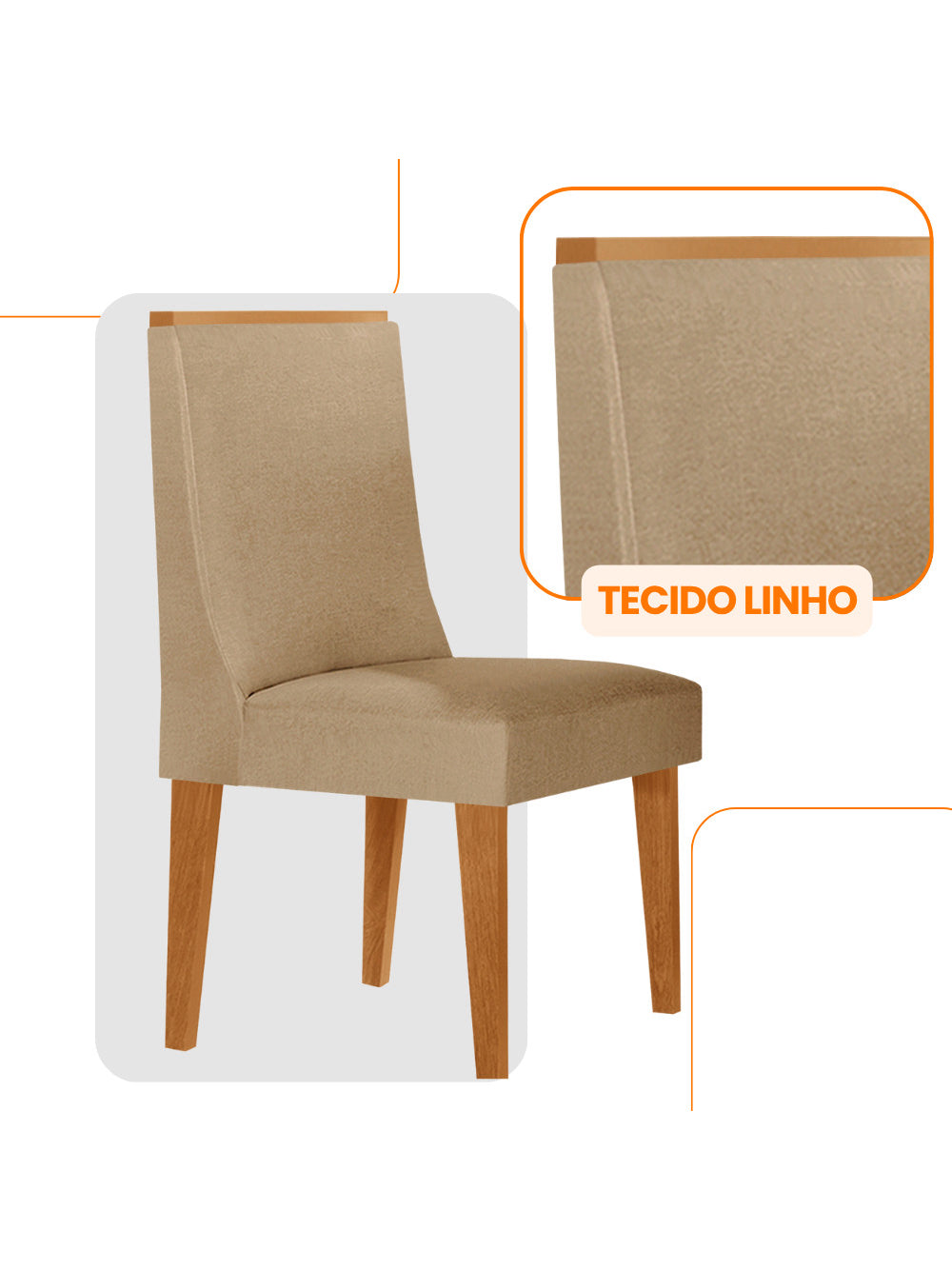 Conjunto com 2 Cadeiras MDF Lisboa para Sala de Jantar Moderna Mobília