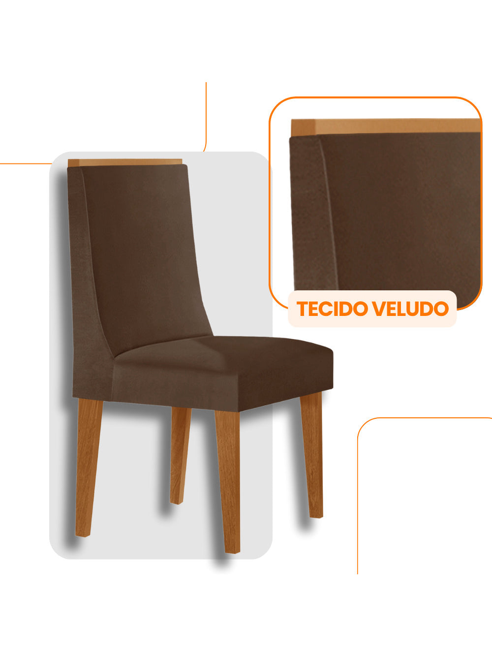 Conjunto com 2 Cadeiras MDF Lisboa para Sala de Jantar Moderna Mobília