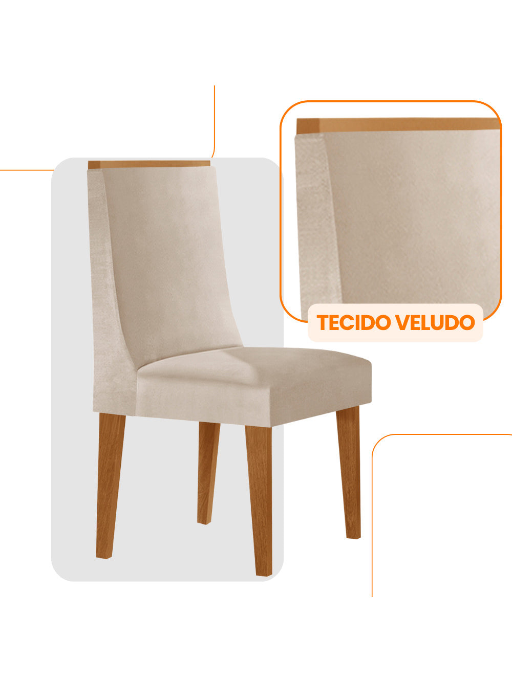 Conjunto com 2 Cadeiras MDF Lisboa para Sala de Jantar Moderna Mobília