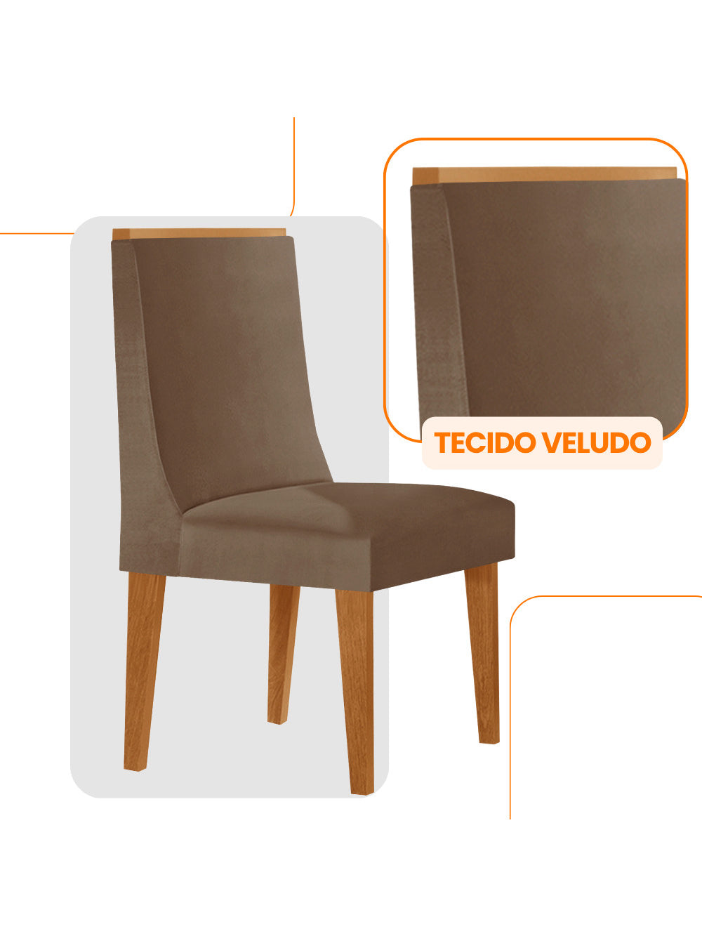 Conjunto com 2 Cadeiras MDF Lisboa para Sala de Jantar Moderna Mobília