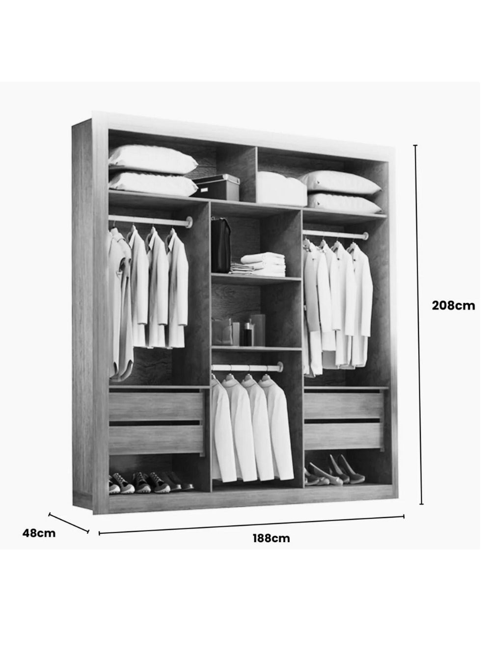 Closet Berlim Convencional 4 Gavetas MDF Rufato