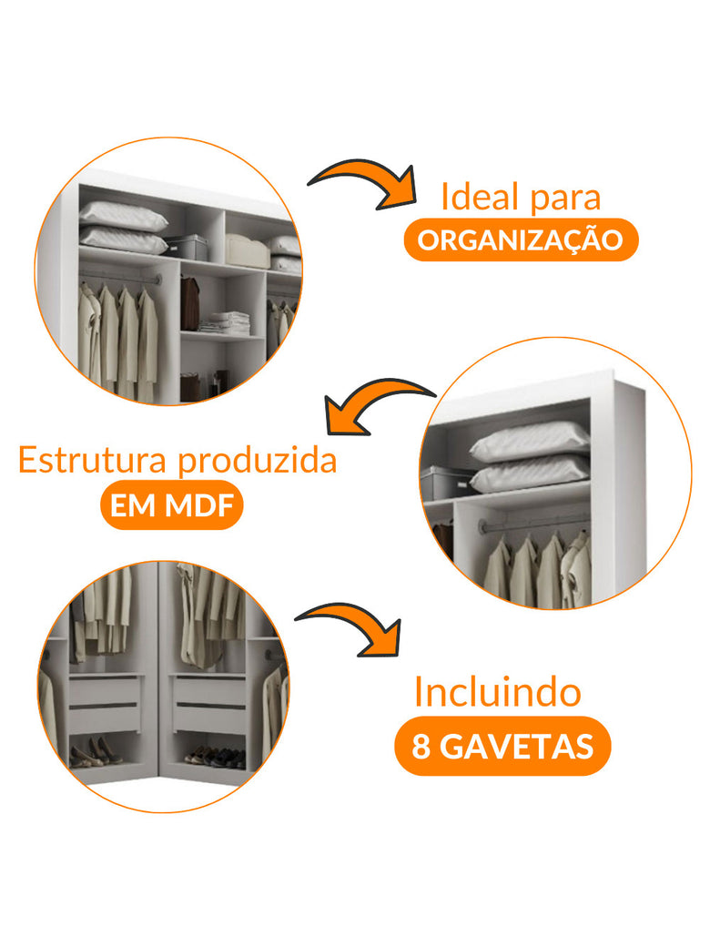 Closet Berlim Premium 8 Gavetas MDF Convencional Rufato