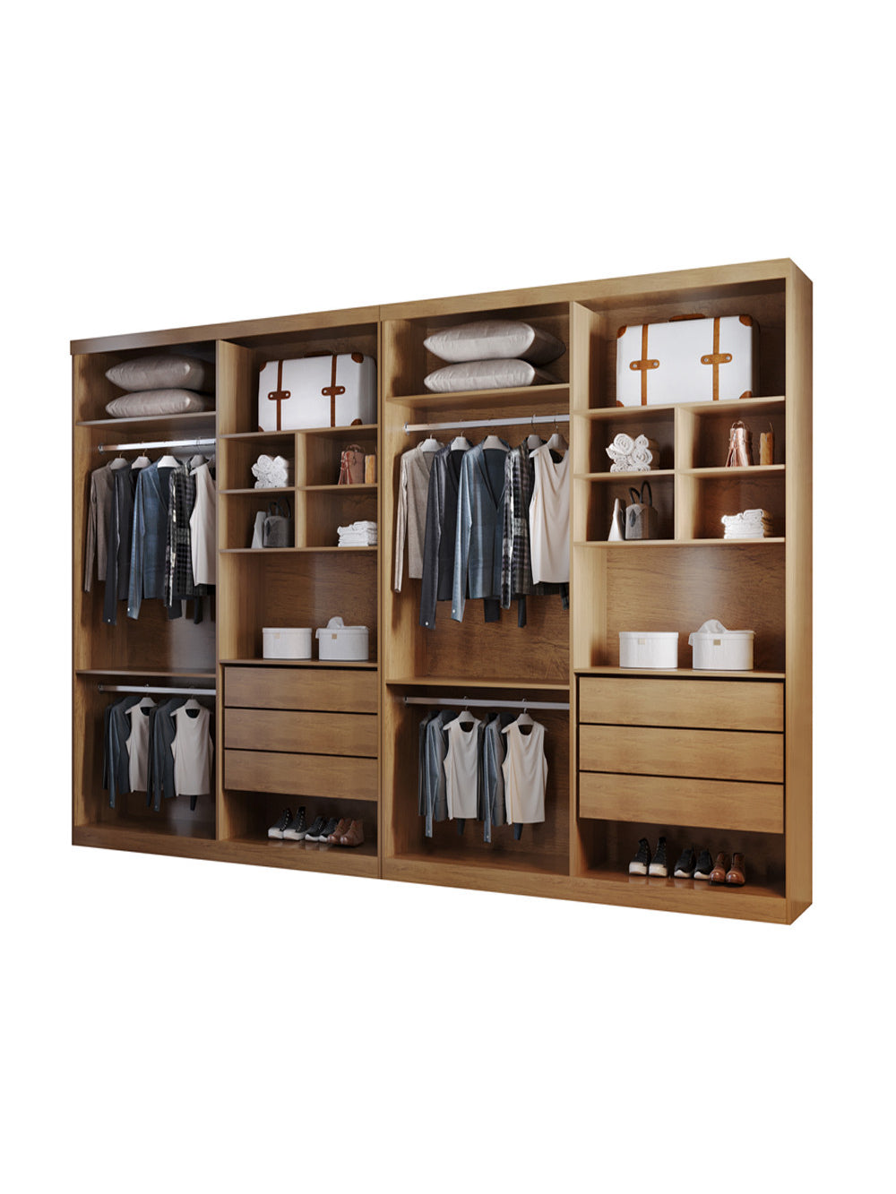 Closet Casal Fenix Premium 6 Gavetas 16 Prateleiras MDF Rufato
