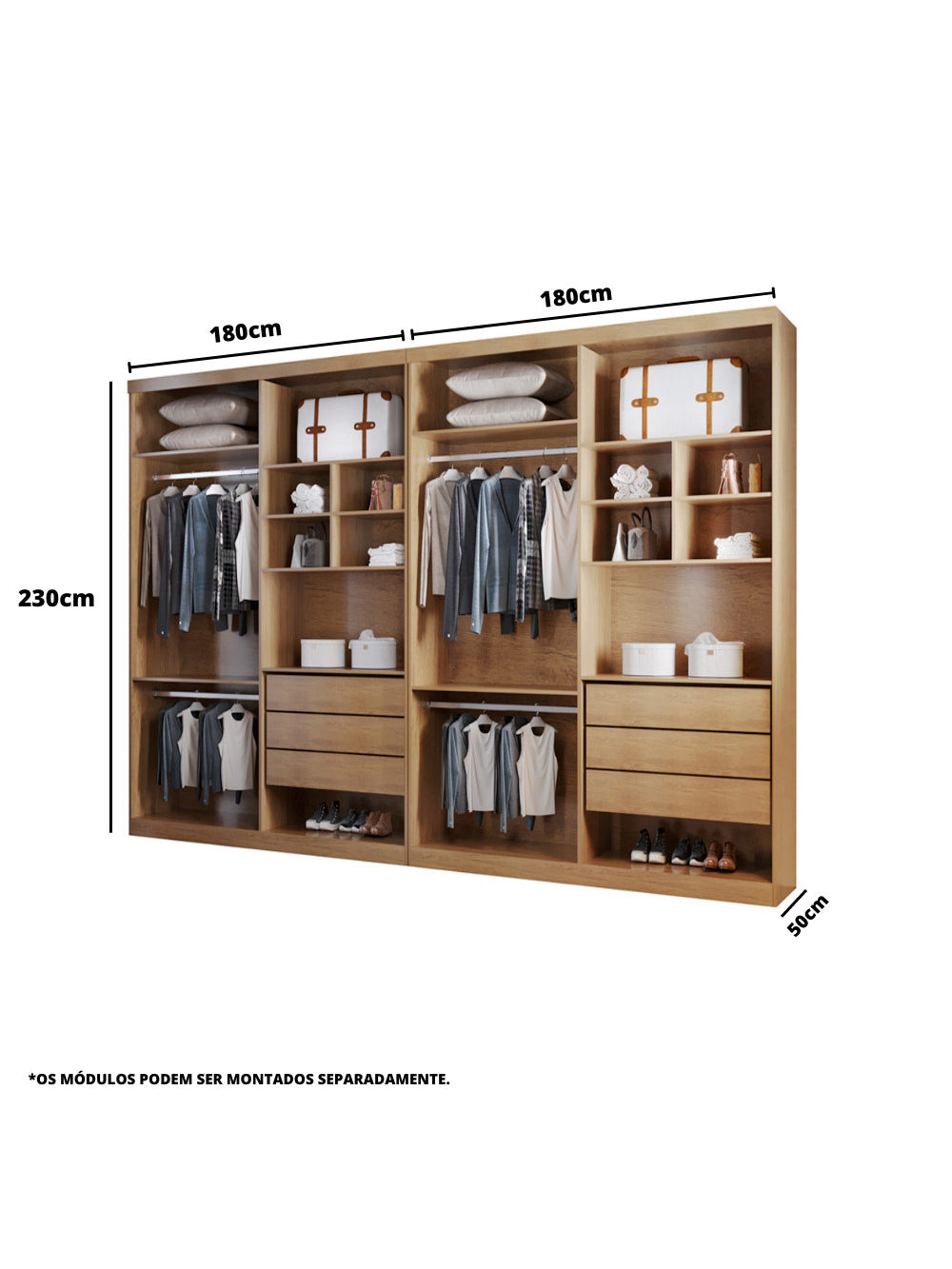 Closet Casal Fenix Premium 6 Gavetas 16 Prateleiras MDF Rufato