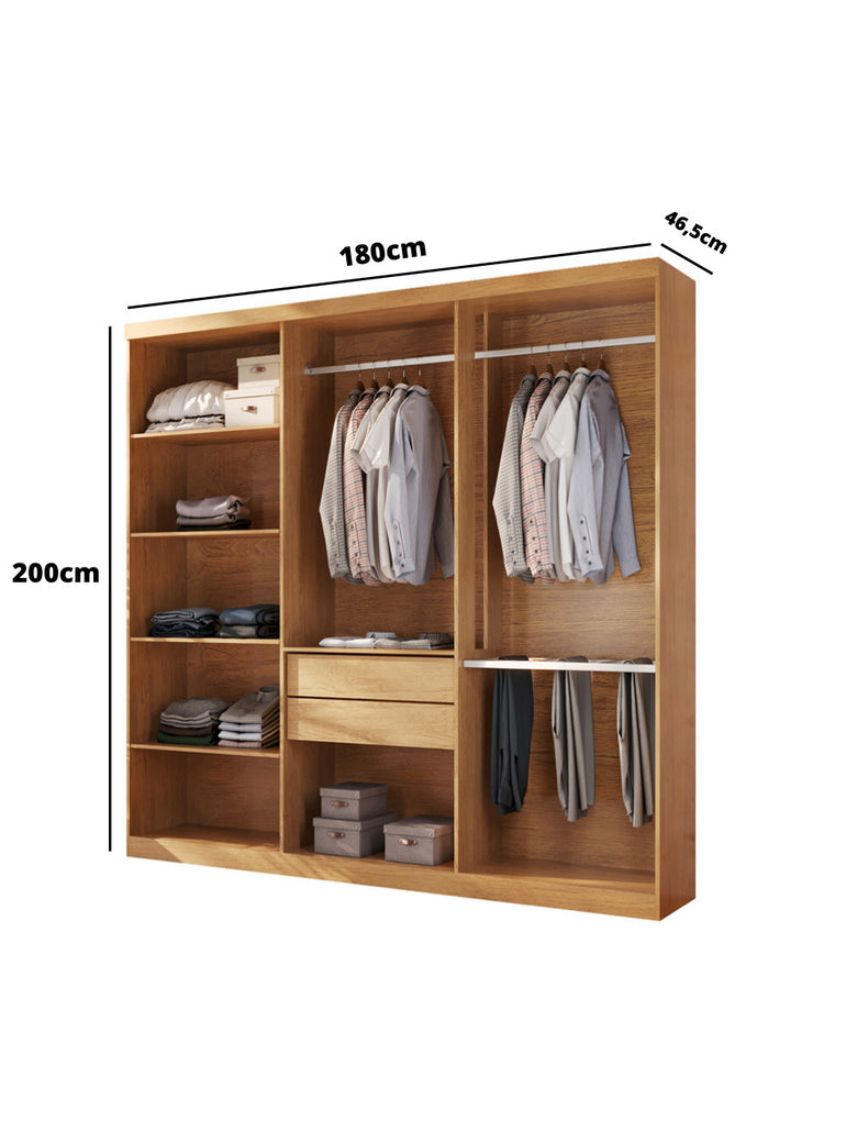 Closet Casal Hera 2 Gavetas 5 Prateleiras MDF Rufato