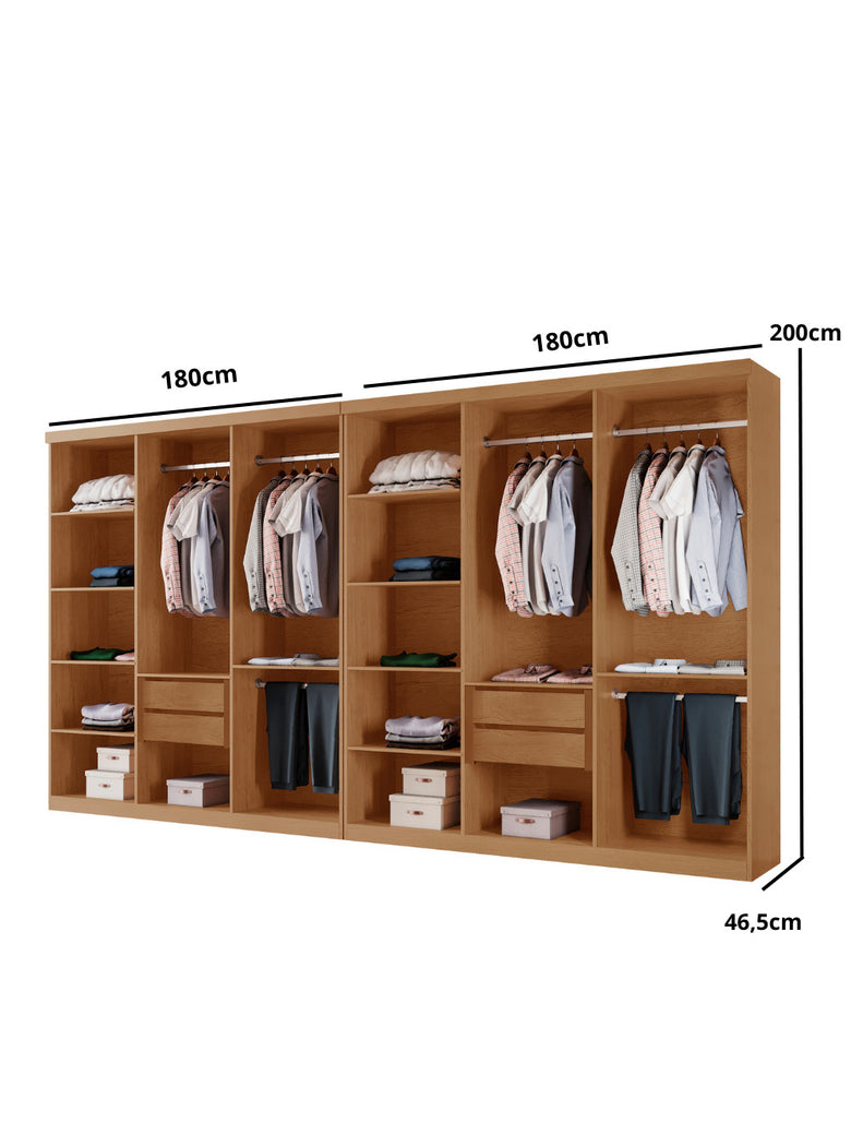 Closet Casal Hera Premium 4 Gavetas e 10 prateleiras MDF Rufato