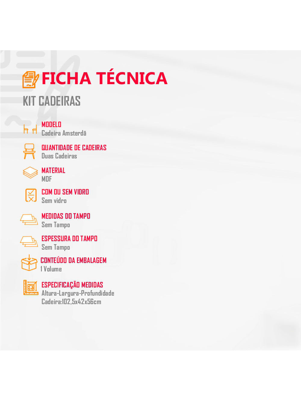 Conjunto Com 2 Cadeiras Sarah para Sala de Jantar em MDF Rufato