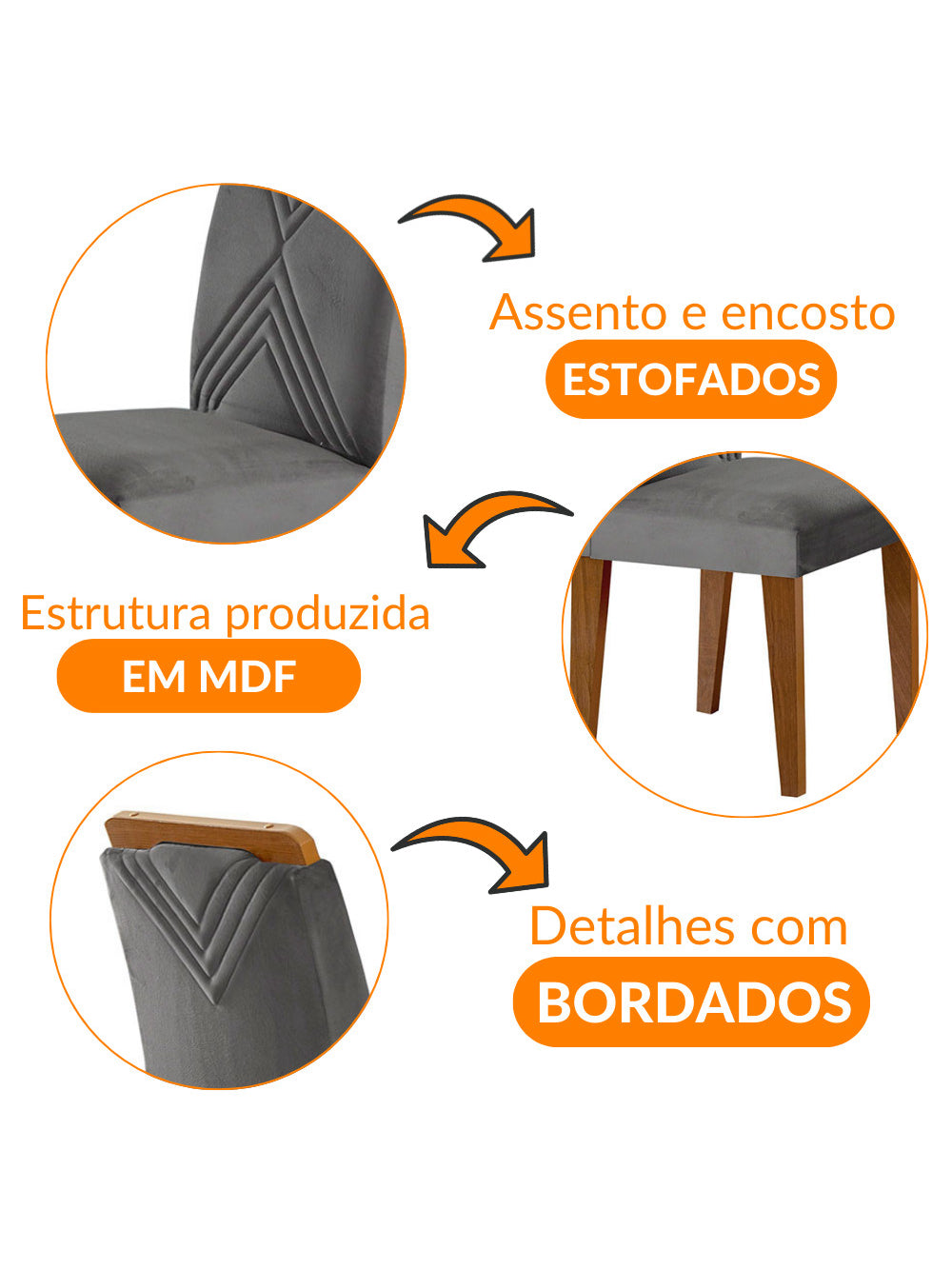 Conjunto Com 2 Cadeiras Sarah para Sala de Jantar em MDF Rufato