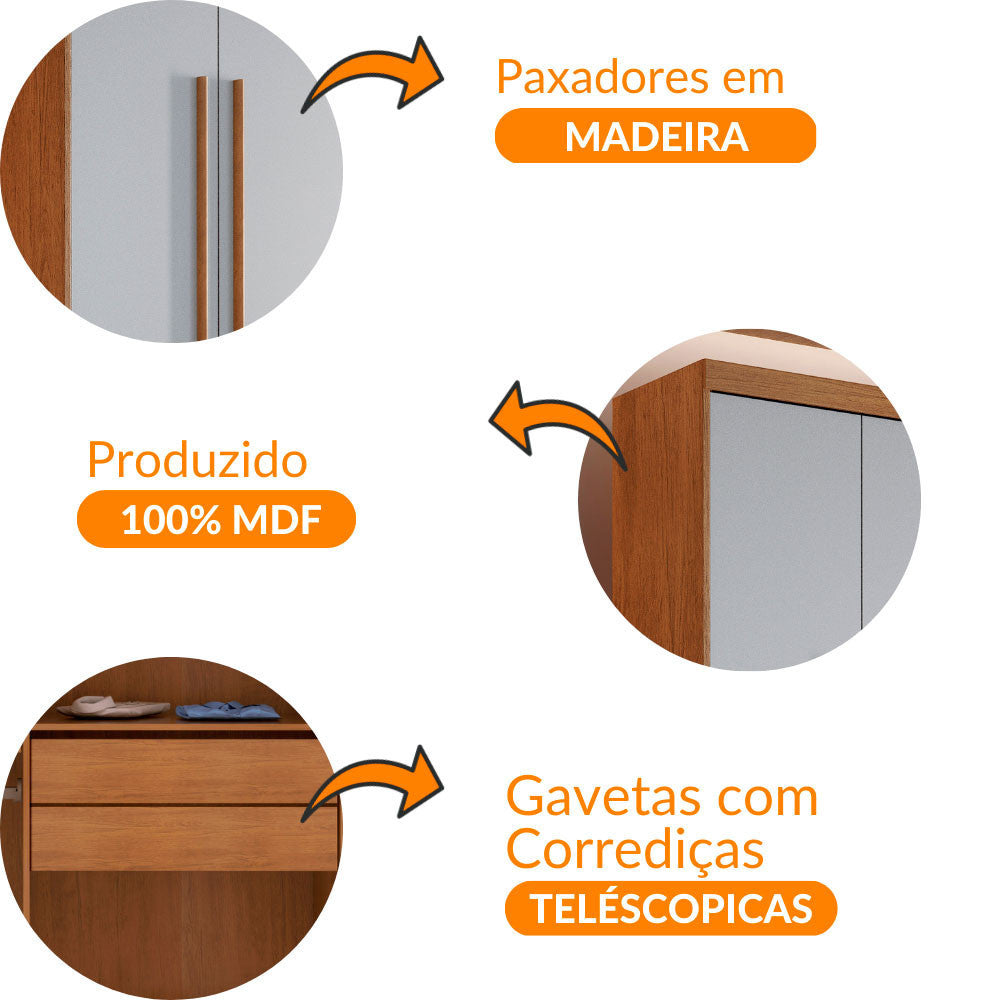 Guarda Roupa Solteiro Heros 4 Portas MDF Com pés Moderna