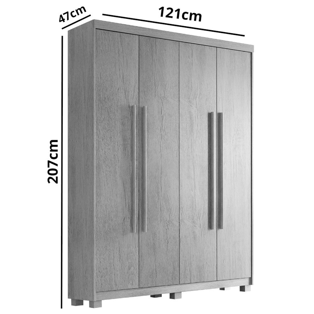Guarda Roupa Solteiro Heros 4 Portas MDF Com pés Moderna