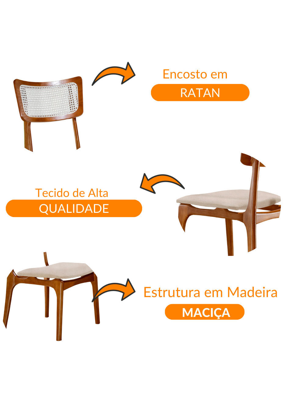 Conjunto 2 Cadeiras De Madeira Viena
