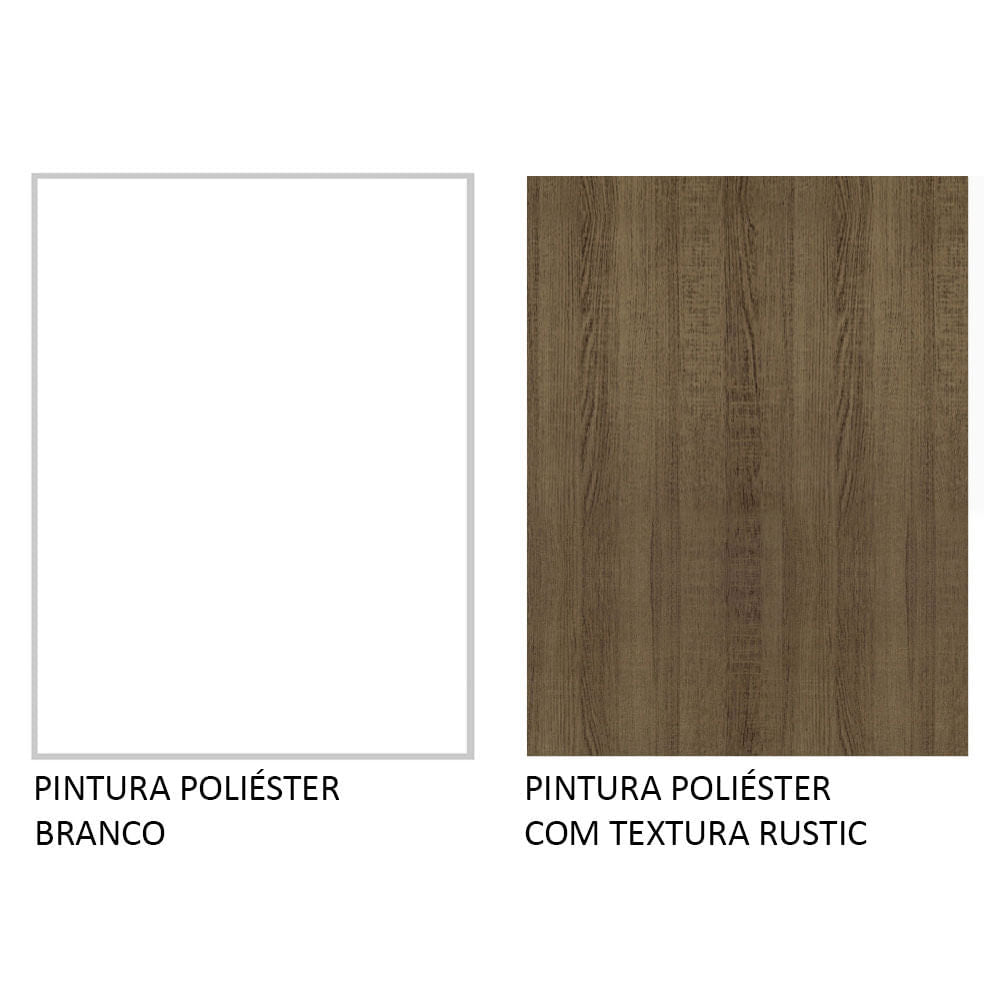 Armário de Cozinha Compacta 100% MDF 120 cm Branco/Rustic/Crema Smart Madesa 01