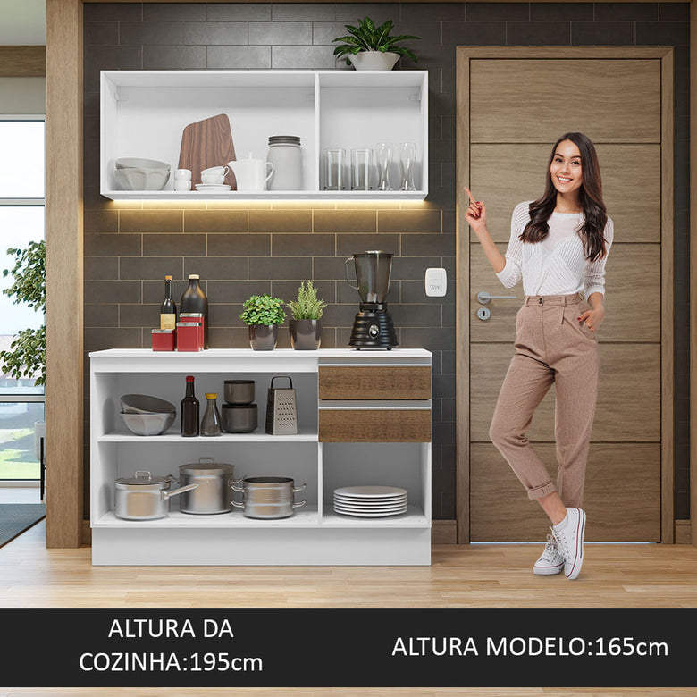 Armário de Cozinha Compacta 100% MDF 120 cm Branco/Rustic/Crema Smart Madesa 01