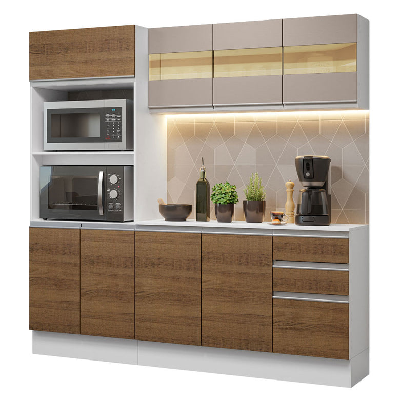 Armário de Cozinha Compacta 100% MDF 190 cm Branco/Rustic/Crema Smart Madesa 01